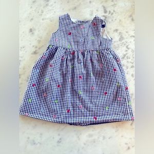 Paula Cahen D’Anvers Heart embroidered navy gingham dress
